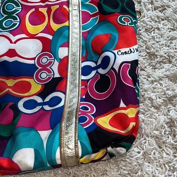 Coach Poppy Pop C Spotlight Tote Shoulder Bag Gold Multi Colored Bright - Picture 9 of 16